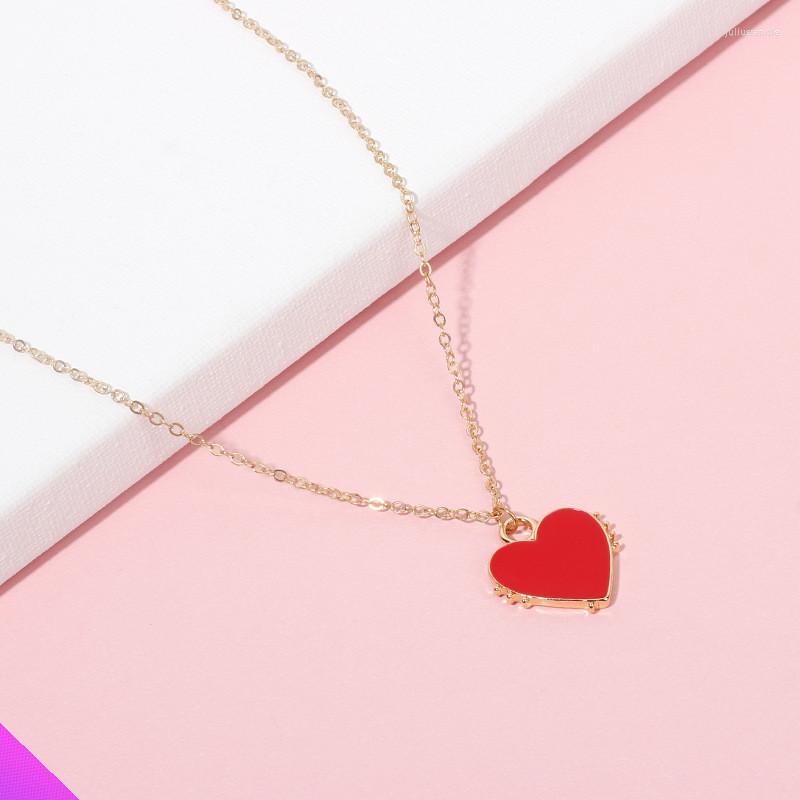 

Pendant Necklaces Red Heart Collar Necklace Fashion Romantic Girl Lady Jewelry Gift 2023