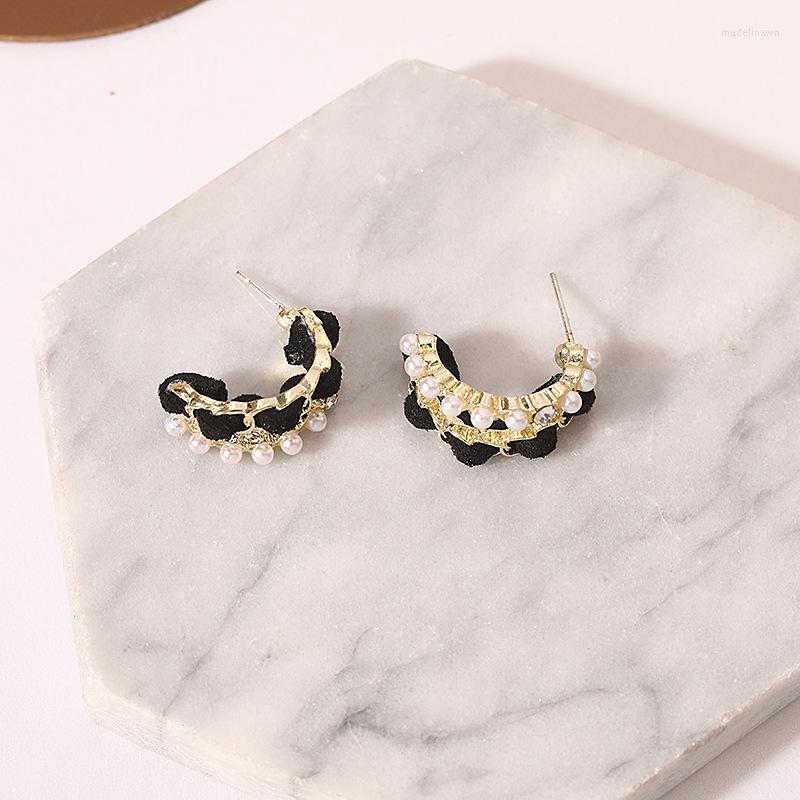 

Stud Earrings Lolita Decorative Accessories Fashion Black Velvet Water Drop Advanced Sensitive Metal
