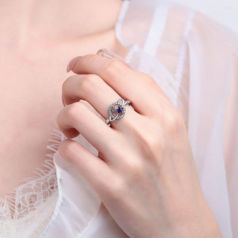 

Wedding Rings VENTFILLE Silver Color Star For Women Girl Engagement Gift Planet Zircon Crystal Jewelry Drop Wholesale
