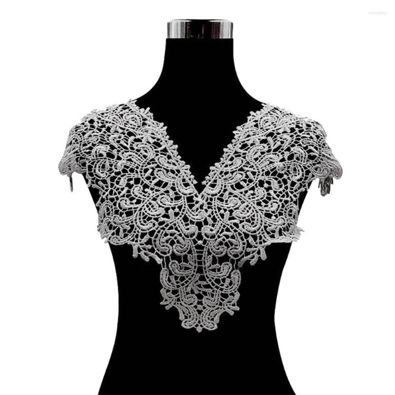 

Chains Elegant Lace Embroidered Fake Collar Hollow Front Back V Style Neck