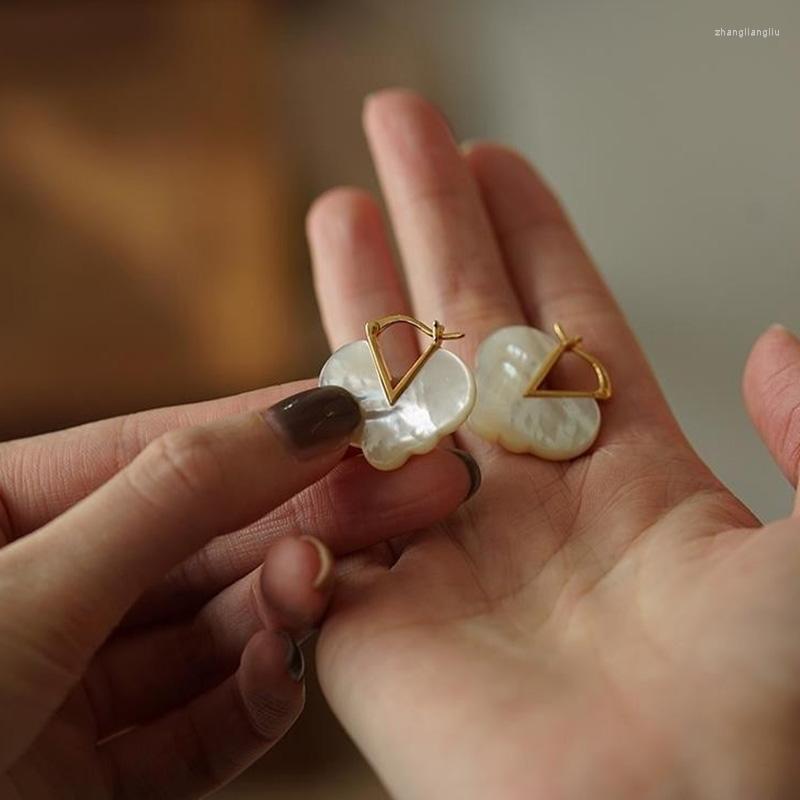 

Hoop Earrings Vintage Fashion White Shell Stone Women 2023 Original Design Korean Luxury Jewelry Accessories Gift