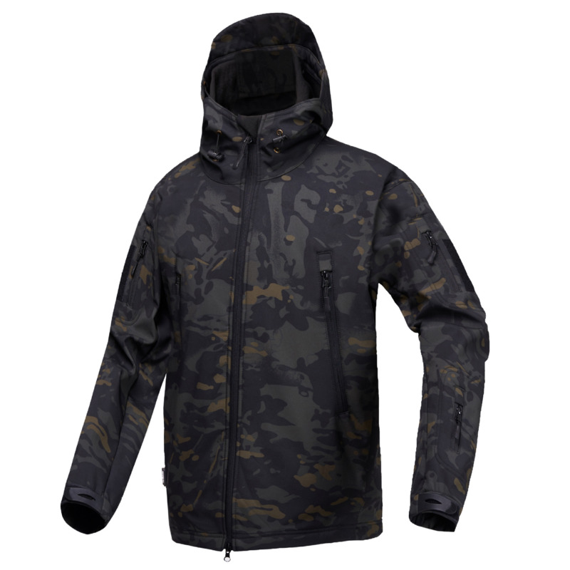 

Men's Jackets Spring Autumn Men Military Camouflage Hooded Fleece Man Outdoor Coat Waterproof Windbreaker Stormsuit CamperasMen's, Green cp