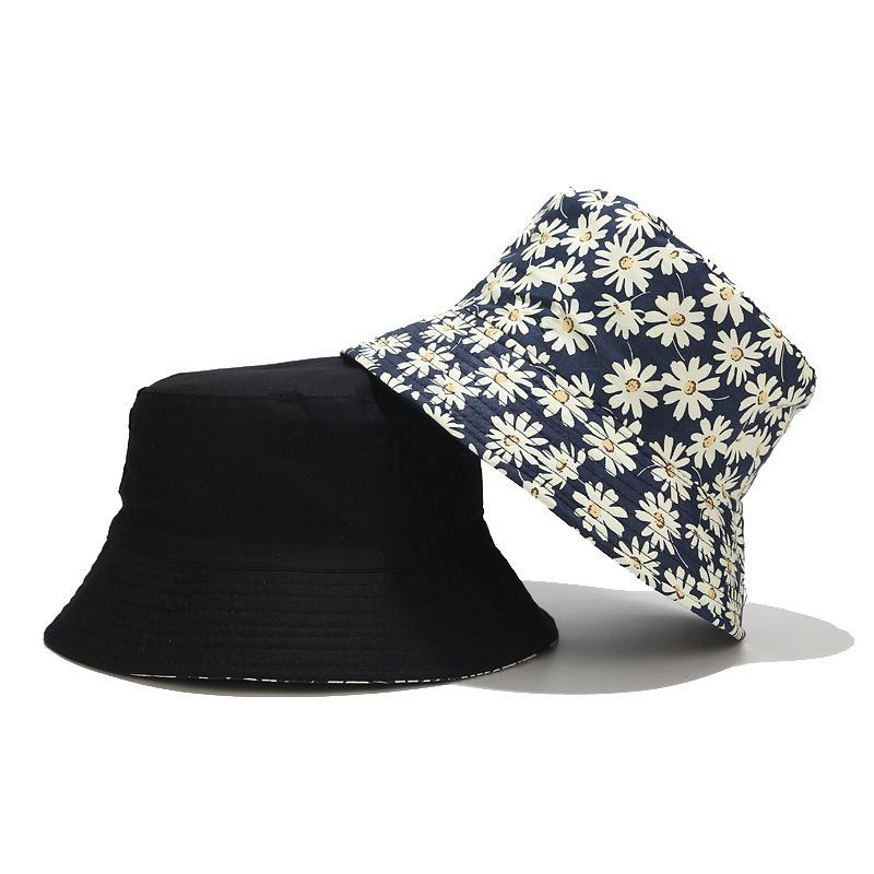 

Wide Brim Hats Small Chrysanthemum Print Double-sided Fisherman Hat Spring Summer Outdoor Sun Women Leisure Basin Wholesale Bucket, Grey