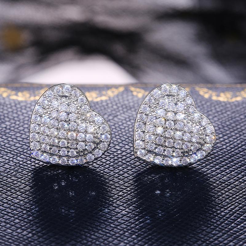 

Stud Earrings Dazzling Heart For Women High Quality Cute Female Accessories Band Marriage Statement JewelryStud