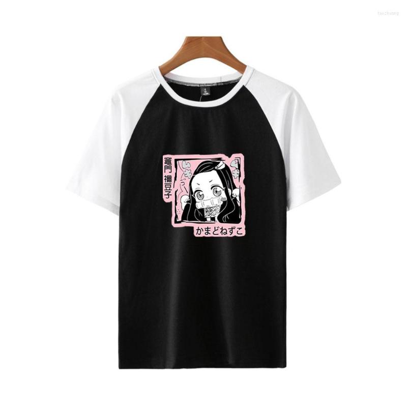 

Men's T Shirts Nezuko Kamado Anime T-shirt Raglan Color O-neck Women Men Short Sleeve 2023 Black White Tee, Tx14