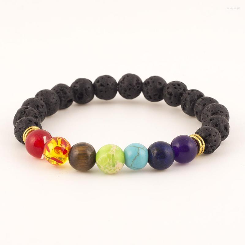 

Strand Buddha Bless Lose Weight Chakra Bracelet Black Lava Healing Balance Beads Reiki Prayer Natural Stone For Women