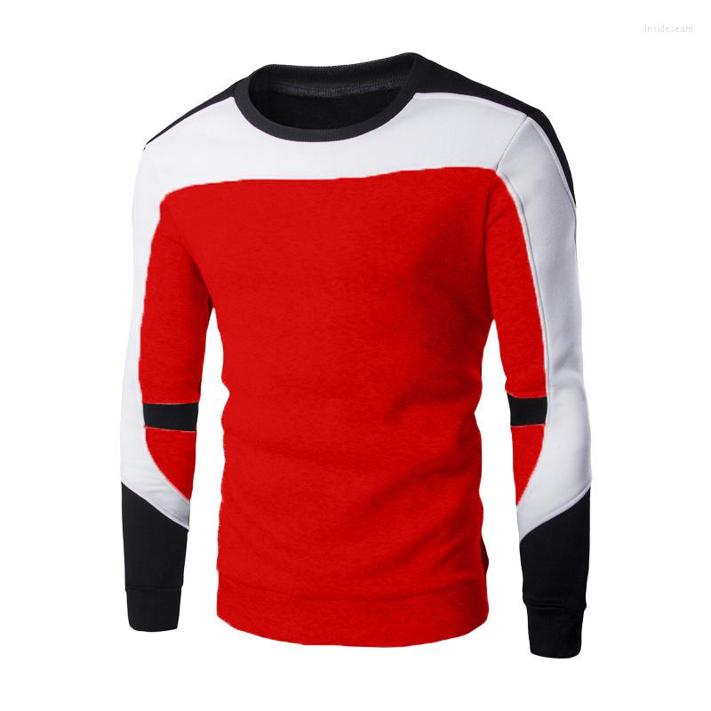 

Men's Hoodies Spring And Autumn Stitching Round Neck Pullover Plus Velvet Sweatershirt Long-sleeved Casual Slim Hoodiesr Clothing Coat, 04