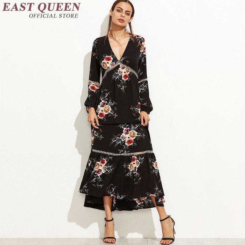 

Casual Dresses Floral Long Dress Female Hippie Bohemian Style Tuinc Chic DD067 C