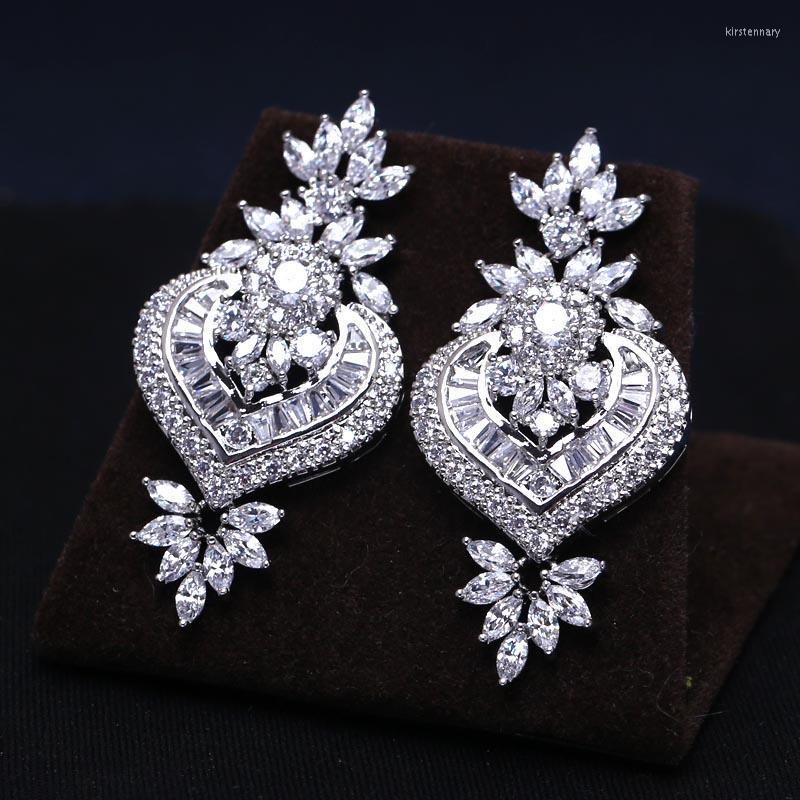 

Dangle Earrings & Chandelier Trendy Cubic Zirconia Drop Clear Micro CZ Stones Cluster Long Wedding Bridal Earring For Women And GirlDangle