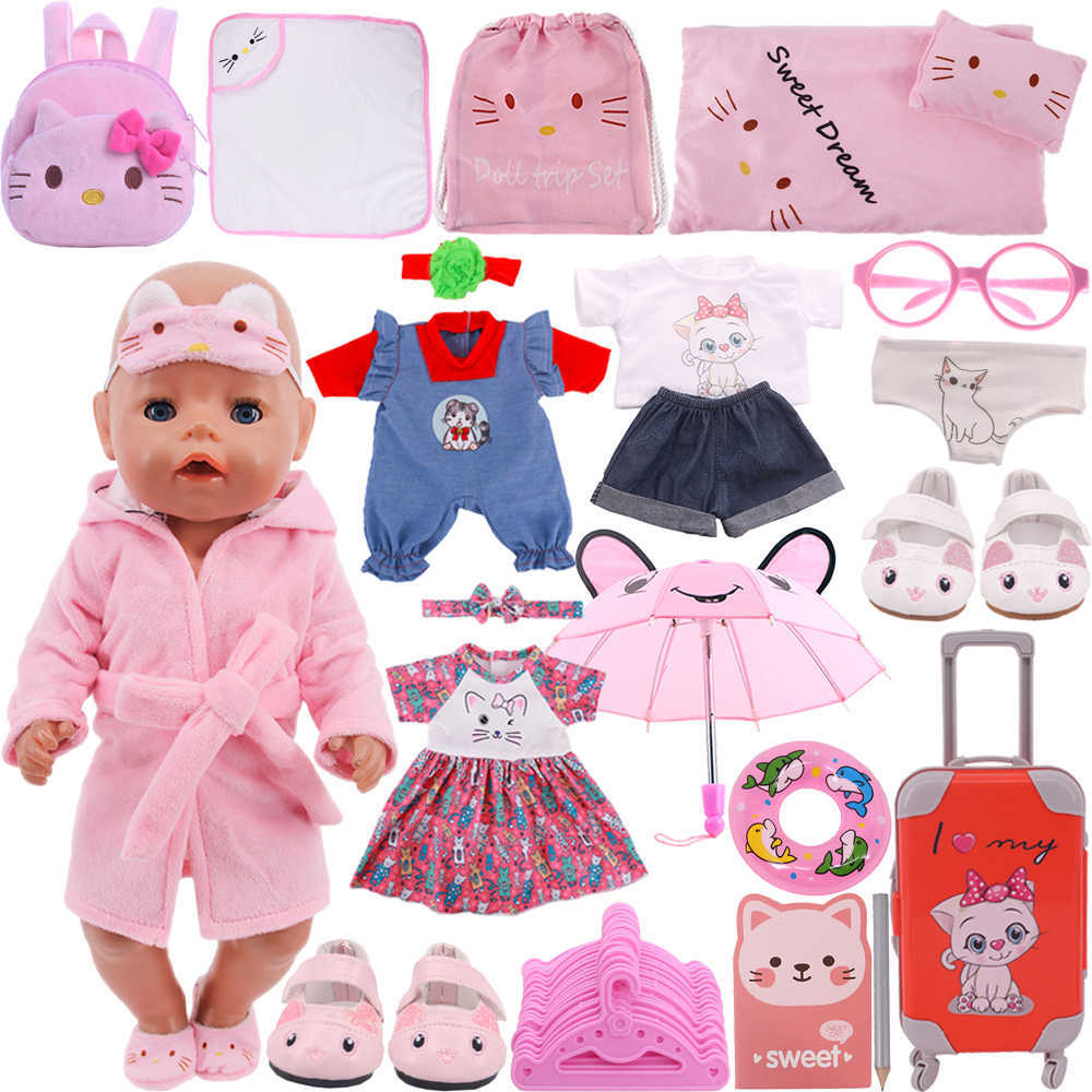 Vêtements de vêtements de poupée mignon mignon accessoires de robe ensemble diy pour bébé né 43 cm d'articles 18 pouces filles toys notre cadeau