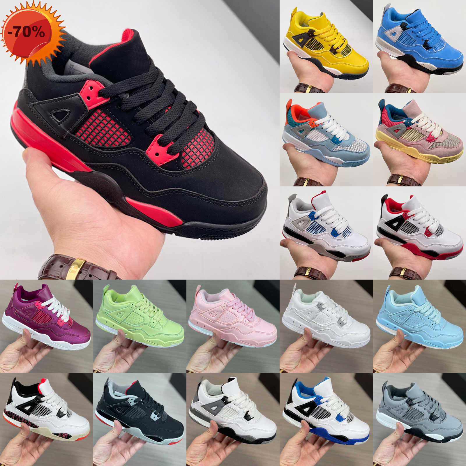 

Boots Outdoors Kids Jumpman 4 Basketball Shoes 30th Anniversary Uni on x Desert Moss Taupe Haze University Blue IV Noir Brigade Blue Guava, As photo 1