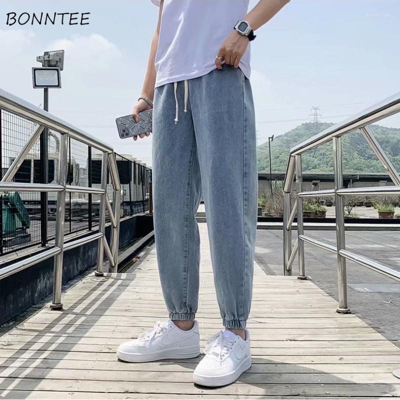 

Men's Jeans Men Ankle Length Harem Denim Trousers Drawstring Fashion All-match Joggers Korean Style Harajuku High Street Teens LeisureMen's, Light blue