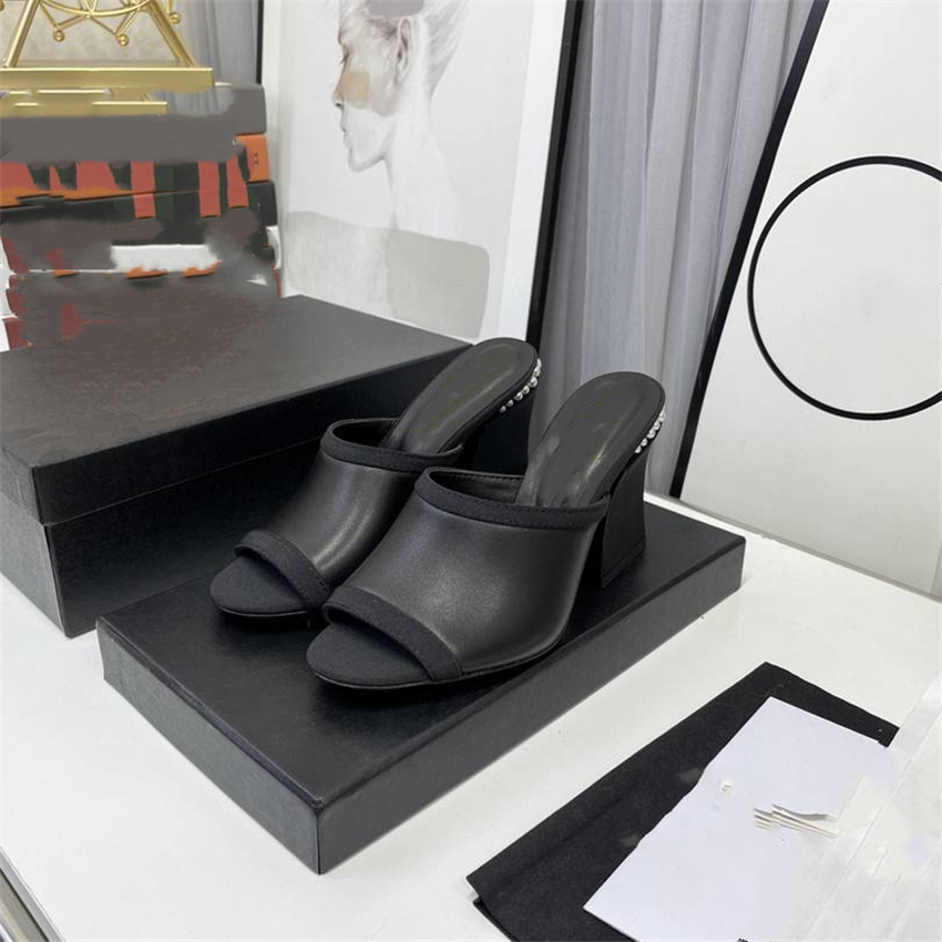 

Luxury Design Sandals 2023 Fashion Channel Women Summer High Heels Leather Cross Lace up Student Casual Slippers 05-025