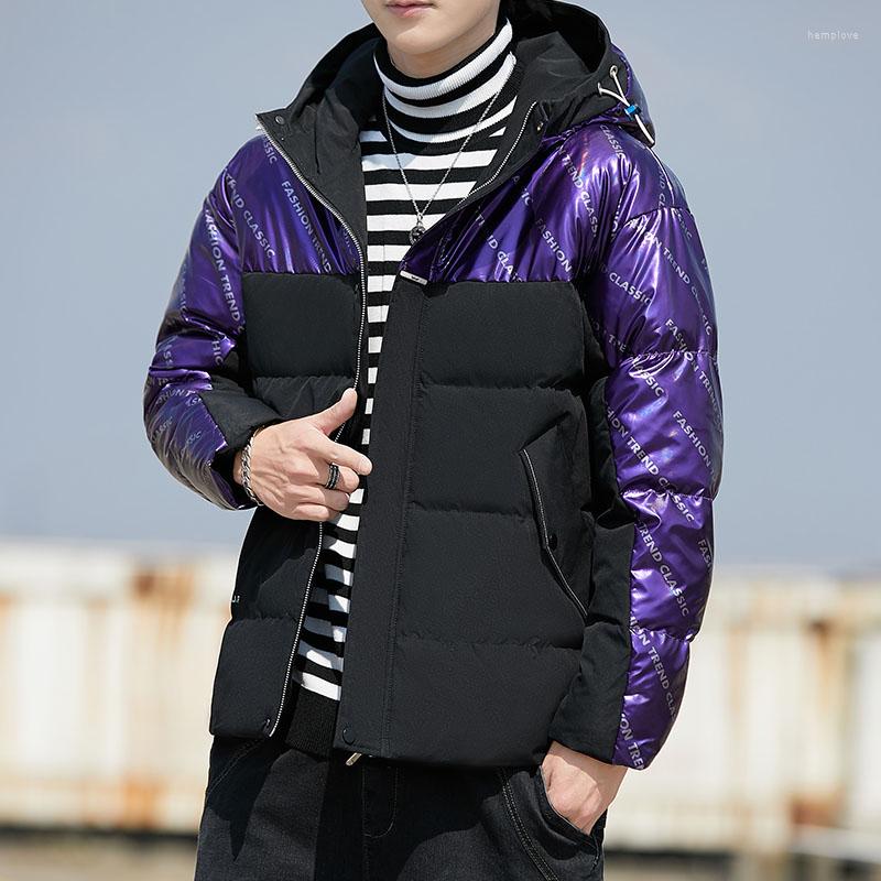 

Men's Down Parkas Winter Hooded Cotton-padded Jacket Autumn Fashion Cotton Outcoat, Black