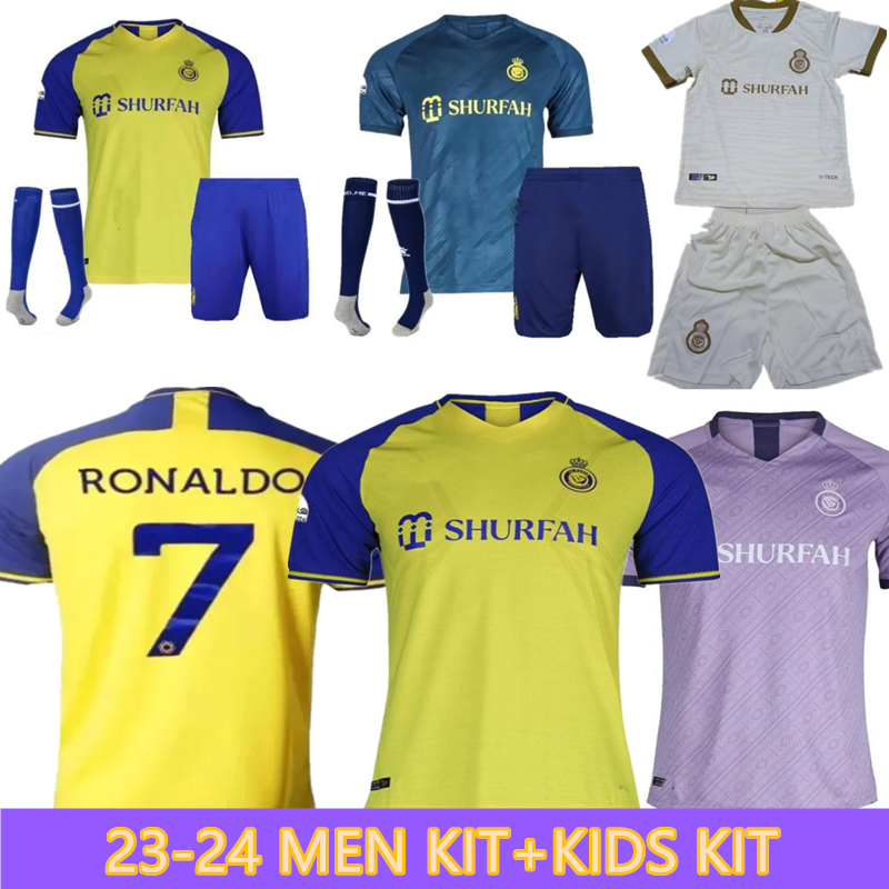 

22 23 Al Nassr FC soccer Jerseys Ronaldo 2022 2023 Home away third CR7 Gonzalo Martinez Talisca Ghislain Konan Vincent Aboubakar men kit and kid kit Football shirt, Black