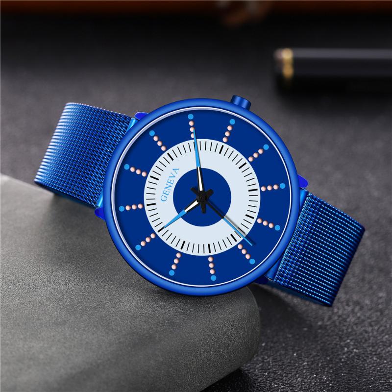 

Wristwatches Men Watches Stainless Steel Mesh Watch Luminous Sports Leather Strap Casual Quartz Relogio Masculino, 13 l green orange