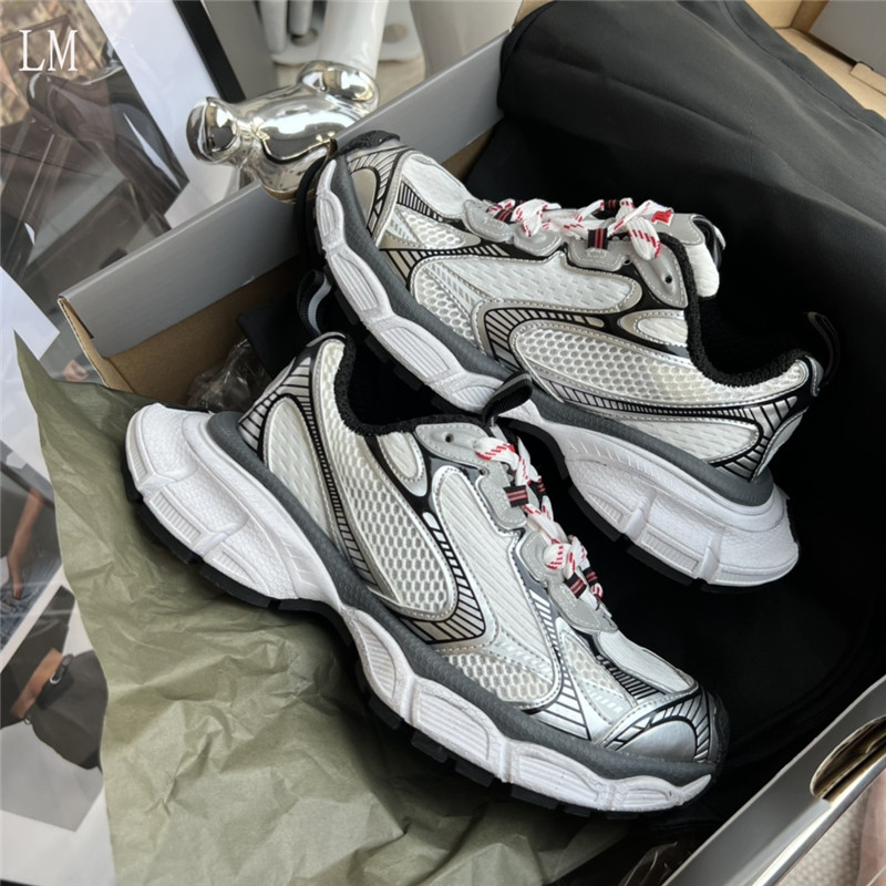 

Designer Luxury x Exclusive Runner X Pander White Silver Blue Tricolor Lace Sneakers Casual Shoes Trainer Sneaker Lace Up unisex Trainers Shoe Sneakers With Box