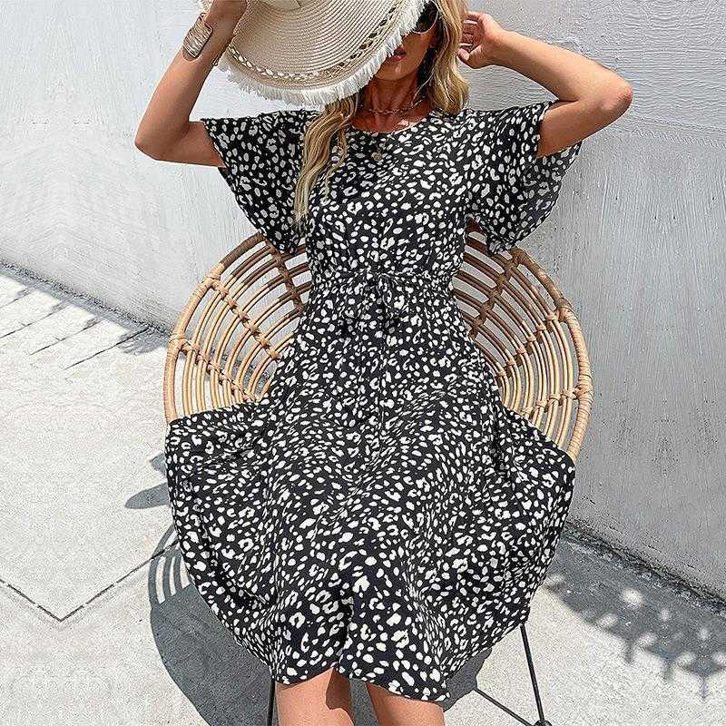 

Summer Product Womens Clothes Vacation Elegant Floral Dress, Black