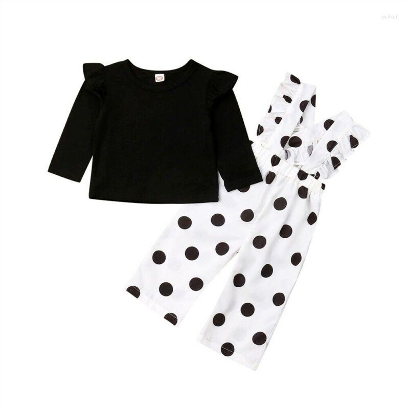 

Clothing Sets 2pcs Set Toddler Kid Baby Girl Clothes Ruffle T-shirt Tops Dot Print Pants Fashion Outfit, Picture shown