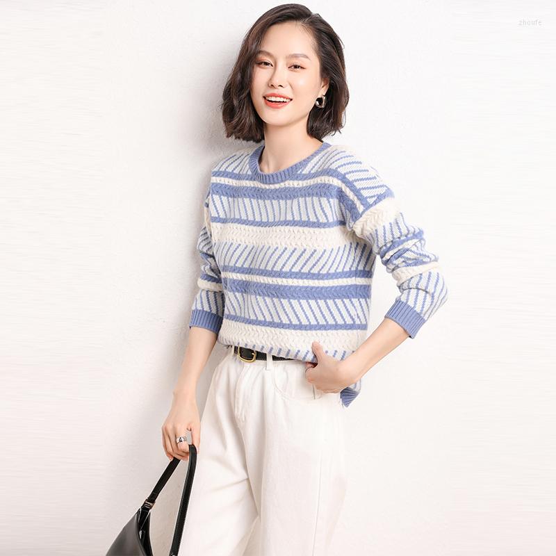 

Women' Sweaters Wool Women' Autumn And Winter Round Neck Jacquard Sweater High-end Comfortable Korean Version Of The Fashion Pullover, Black