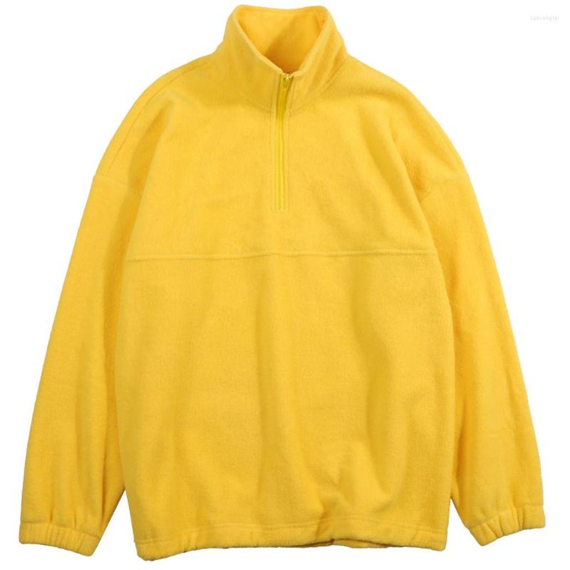 

Men's Hoodies Yellow Men Couple Warm Solid Zipper Stand Collar Japanese Streetwear Hip-hop Long Sleeve Sport Outdoor Coat Outwear, Black