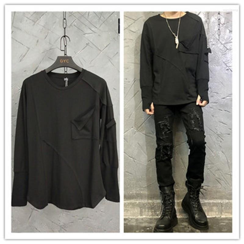 

Men' T Shirts Autumn And Winter Style Long-sleeved T-shirt Fashion Undershirt Stitching Men' Casual Round-necked, Black