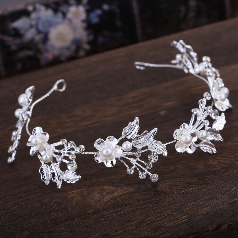 

Hair Clips & Barrettes Bridal Flower Headband Set With 2 Soft Chain Beads Wedding Accessories Gifts For Women BN