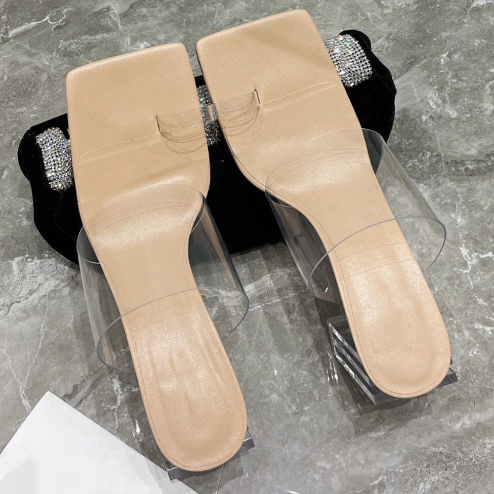 

New womens high heels sandals transparent heels slippers fashion celebrity style sandals holiday swimming pool high heel easy to wear take off With original box, Shipping supplement