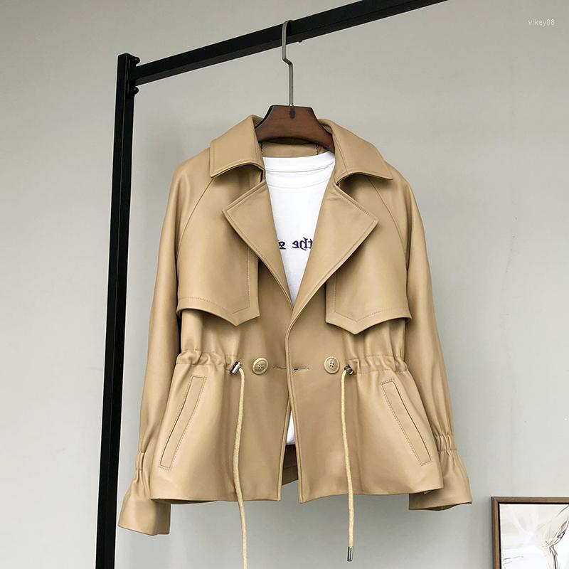 

Women's Leather 2023 Super Quality Genuine Sheepskin Women's Jacket Spring Autumn Clothing Coat Female Mujer Chaqueta Zjt1276, Camel