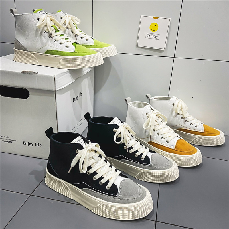 

Dress Shoes Spring Canvas Men High Top Ankle Sneakers Platform Fashion Male Vulcanize White 230225, Orange