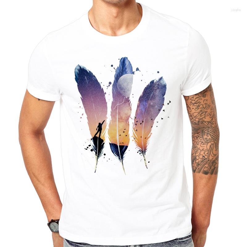 

Men' T Shirts Men T-shirt Creative Design 2023 Fashion Summer Clothing Printed Feathrs Moon Balloon Men' Short Sleeve O-Neck T-Shirts, 1061