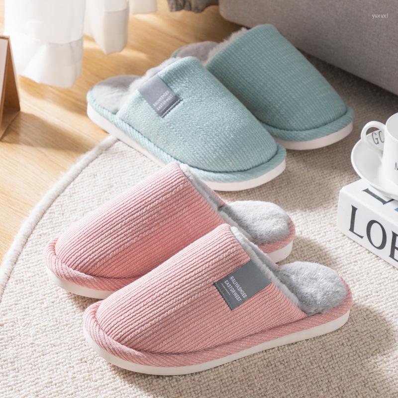 

Slippers Ladies Plush Autumn And Winter Couples Home Use Indoor Plus Velvet Warm Soft Bottom Boys Floor Women Shoes, Orange