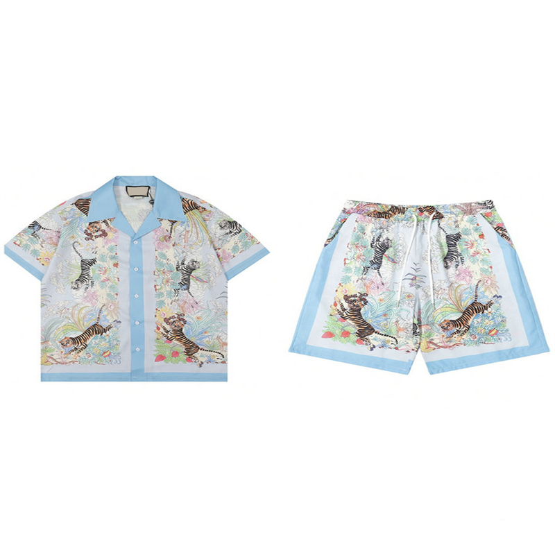 

Mens Flower Tiger Print Shirts Casual Button Down Short Sleeve Hawaiian Shirt Suits Summer Beach Designer Dress Shirts Asian size M-3XL #888888, Suit