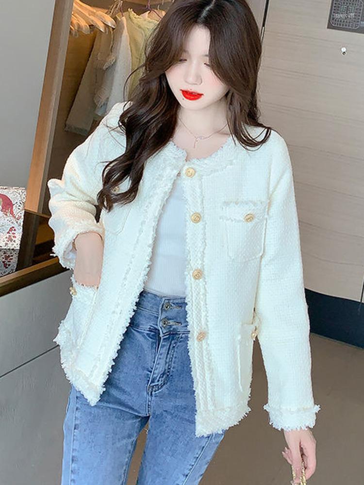 

Women' Jackets High Quality Autumn Winter Tweed Jacket Coat Women Elegant Long Sleeve Tops Women' Woolen Coats Korean Fashion Outwear, Pink