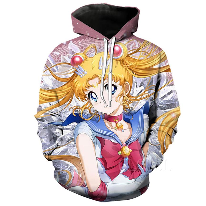 

CLOOCL Sailor Moon Hoodies Cartoon Role Sweatshirts Mens Womens Loose Outfits eens Pockets Personality DIY Printed Clothes273I, #1