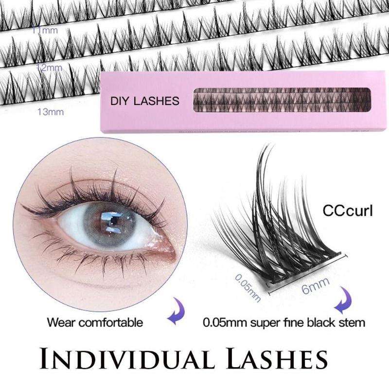 

False Eyelashes 60pcs Handmade Makeup Eyelash Clusters Extension Individual Lashes Cluster Natural Soft