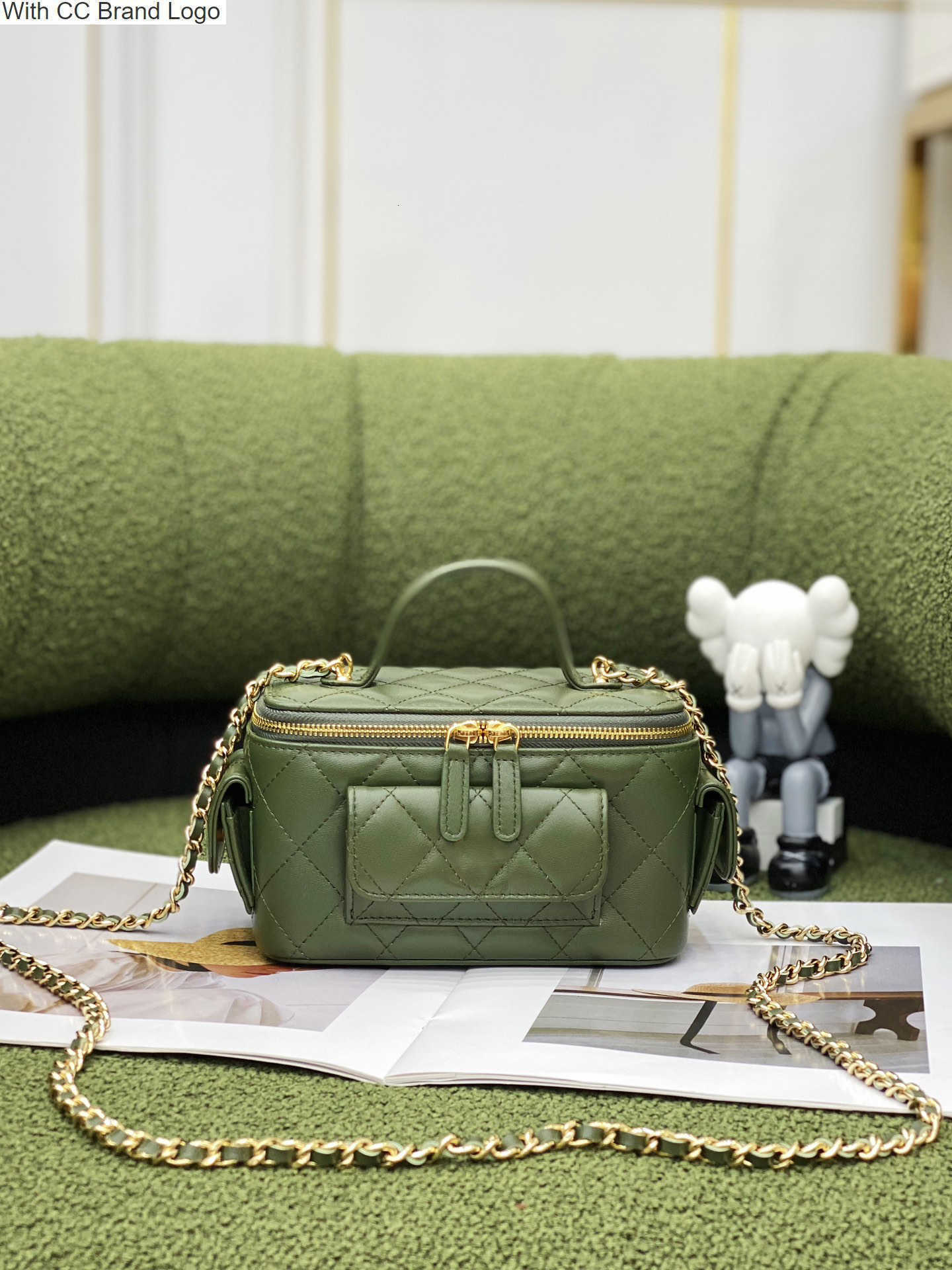 

Luxury CC Cross Body Winter 2022 new chain bags the leather Channel designer shoulder bag Rhomboid zipper purse crossbody Box bag messenger, Black
