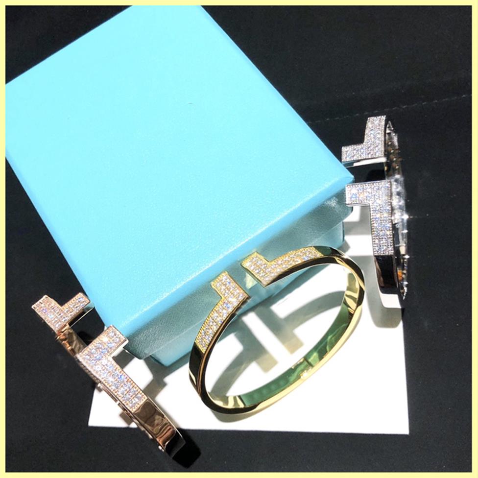 

2021 High Quality Designer Bracelet For Women Full Diamond Letters T Bracelets Gifts Womens Fashion Luxury Jewelry Love Bracelets 354a