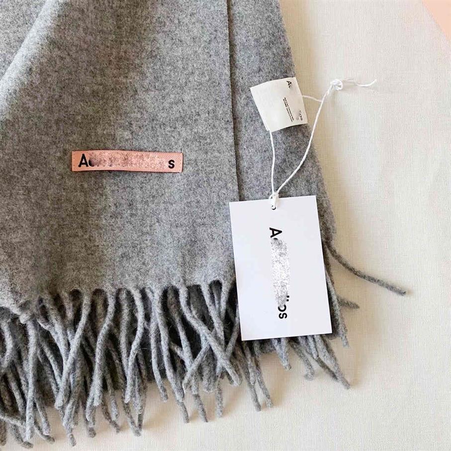 

2022 Acne scarf ance solid color new pink standard narrow version gray Khaki camel wool cashmere dual-purpose women's winter 309U