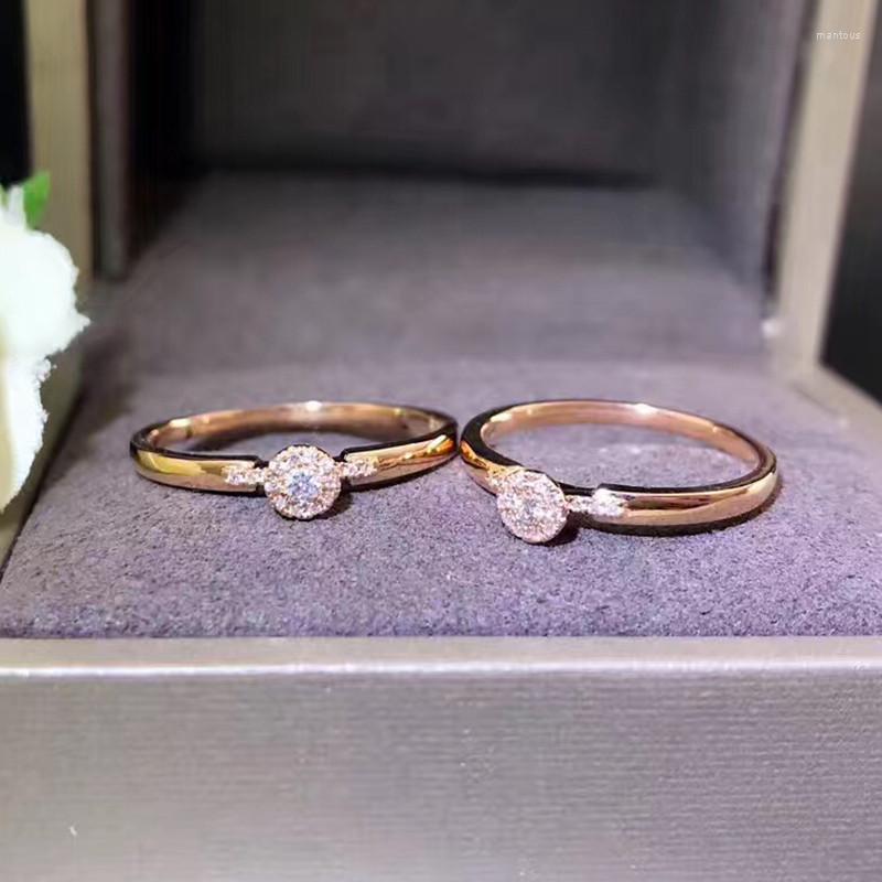 

Wedding Rings Female Luxury Crystal Round Ring Vintage Trendy White Zircon Stone Charm Rose Gold Color Engagement For Women