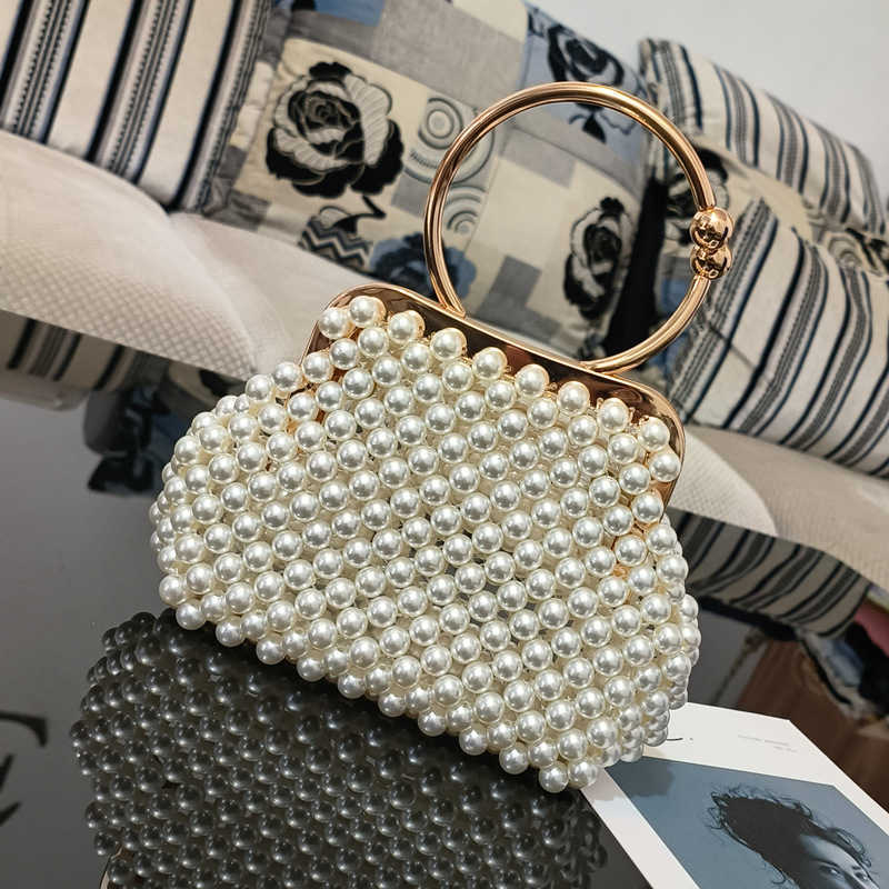 

Evening Bags purses Hand-woven pearl designer clutch bag pearl embroidery bag Evening dress bag dinner bag cheongsam bag bridesmaid bag, Ring pearl with chain