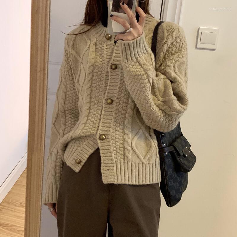 

Women' Knits 2023 Early Autumn Women' Twist Knitted Cardigans Female Solid Loose Casual Sweater Coats Ladies Warm O-neck Jackets Z13, Naichase