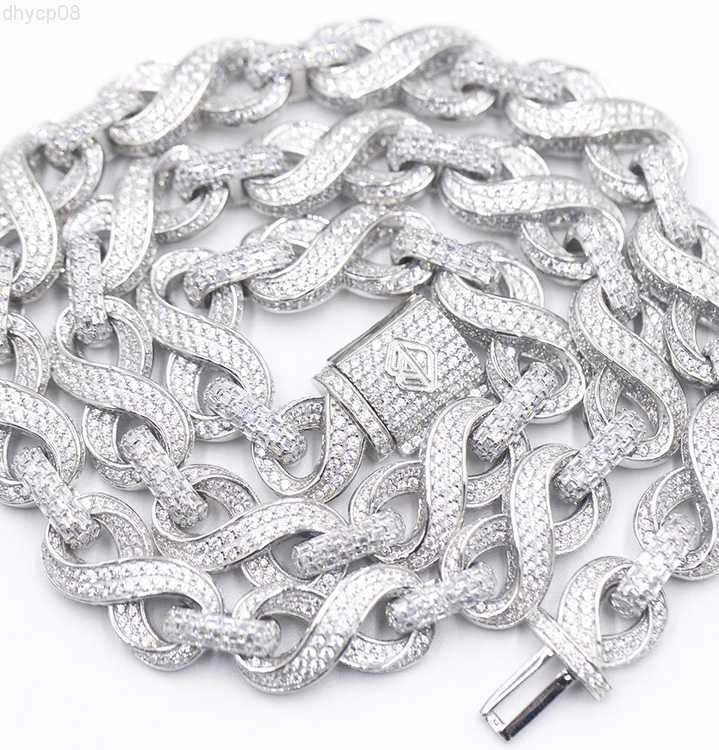 

Hotsale Customized fashion 13mm solid sterling silver moissanite diamond infinite chain with GRA certificate for hiphop life