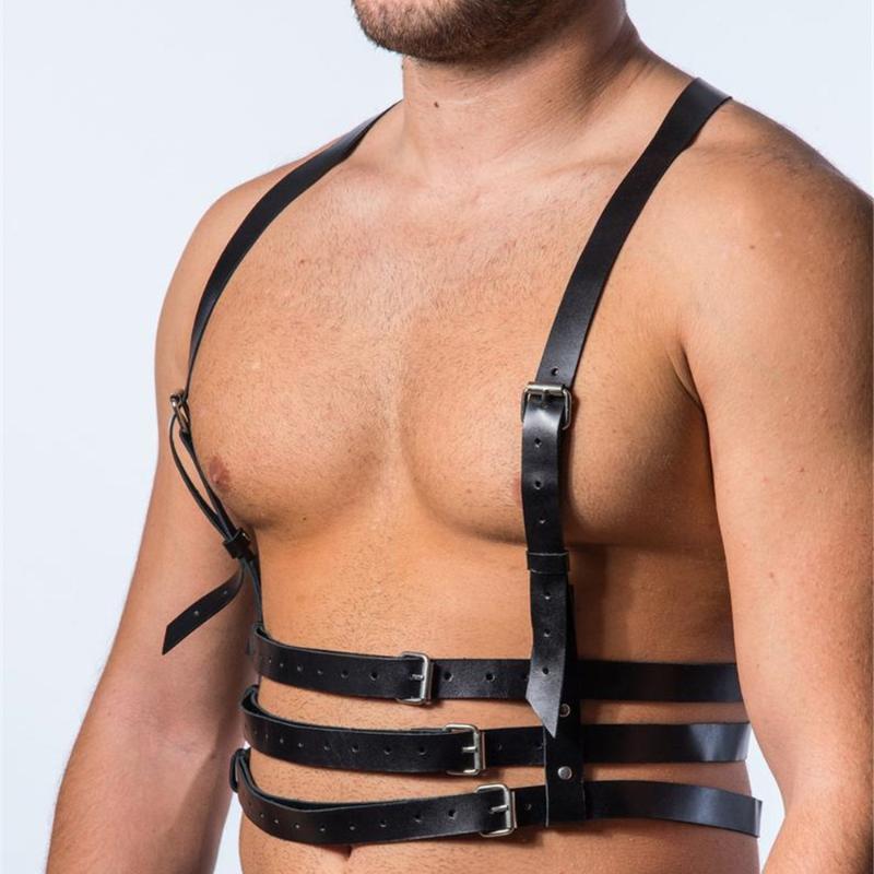 

Bras Sets Chest Leather Harness Men Boundage Belts Gay Role Play Underwear Retraints Sculpting Waist Suspenders BelBras, Lm-080