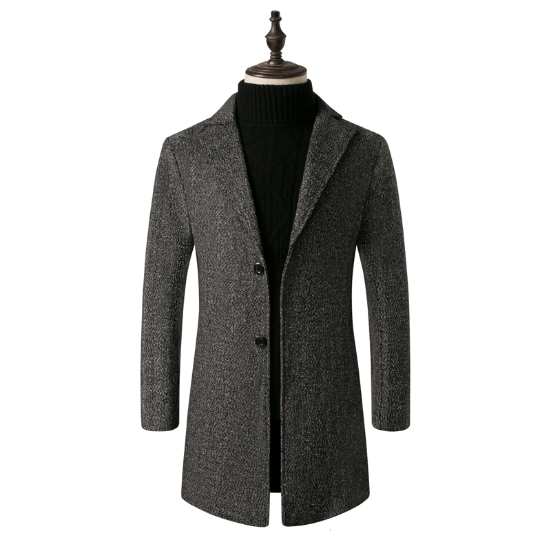 

Men's Wool Blends Slim Trench 5XL Casual Warm Coats Jackets Business Long Fit Thicker For Winter 230225, Brown thin