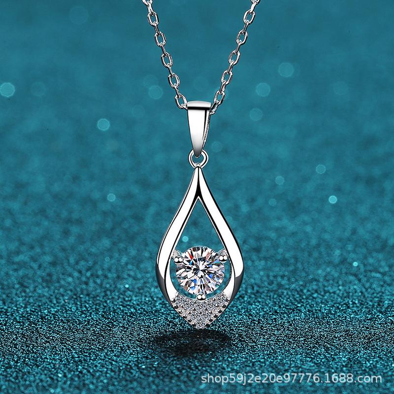 

Chains Passed Diamond Test Perfect Cut Moissanite 925 Sterling Silver 0.5CT 3claw Drop Shape Pendant Classic Engagement Jewelry