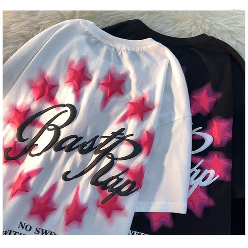 

Men' T Shirts 2023 Men' Cotton Short Sleeve Tops Summer Fashion Tide T-shirt Loose Print Tshirts Pullovers Male, White