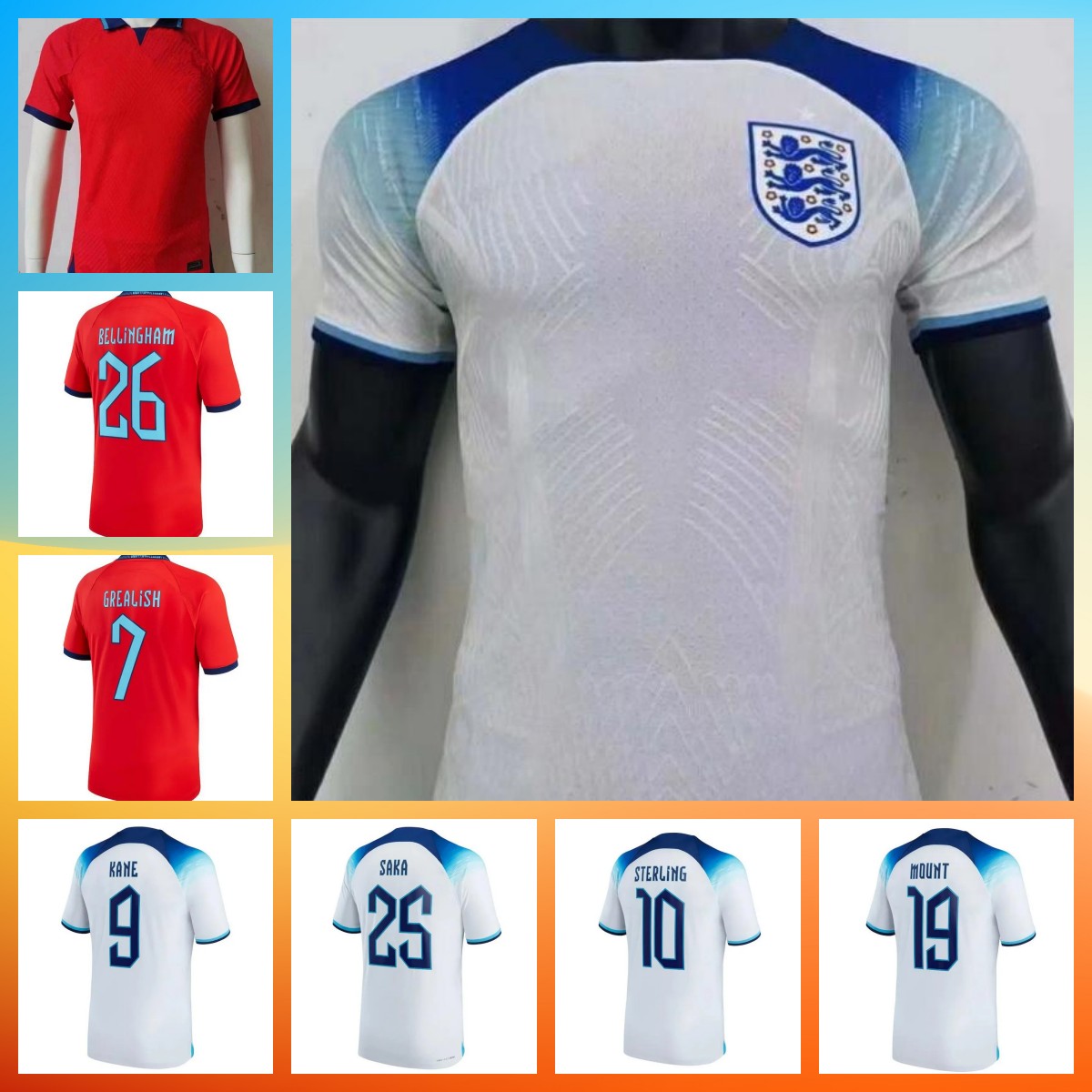 

player version Soccer jerseys 2022 World Cup KANE STERLING RASHFORD SANCHO GREALISH MOUNT FODEN SAKA 22 23 national eNGLanDS football shirt Men sets uniform, 01