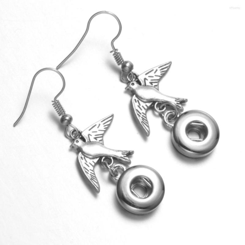 

Dangle Earrings Birds Charms For Interchangeable 12mm Snap Button Jewelry Drop ES0244
