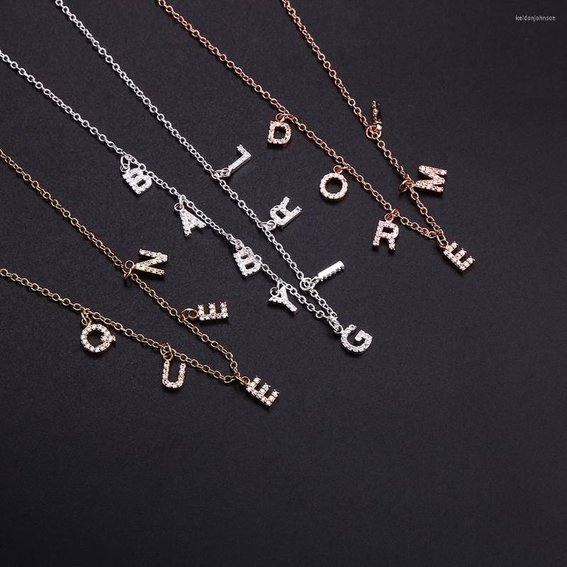 

Pendant Necklaces Trendy 6mm Zircon Name Necklace For Women Girl Personalized Crystal Copper Plain Chain